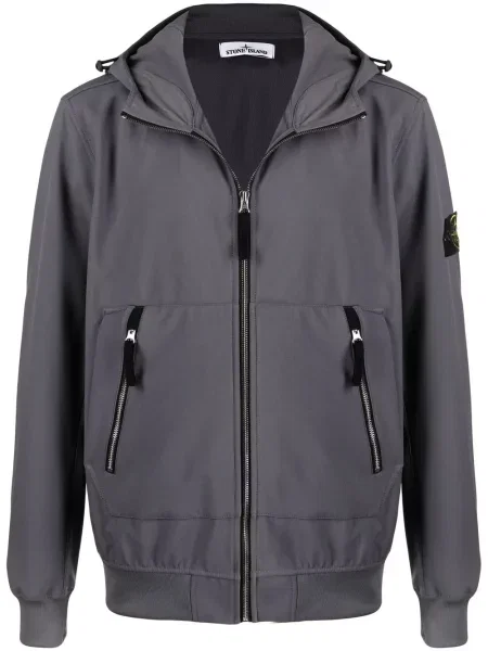 Яке с качулка Stone Island с качулка камъни сиво