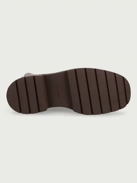 Calvin Klein боти челси с платформа дамски от велур CHUNKY CHELSEA BOOT SUE EM бежово