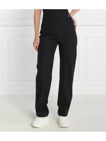 Calvin Klein Jeans nadrág női magas derekú egyenes fekete
