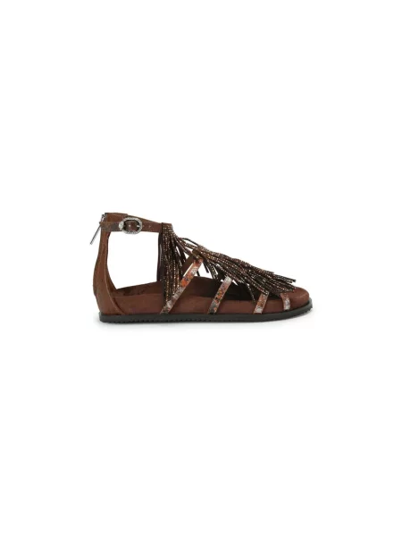 Kurt Geiger London sandały Fringe Flat Sandal brązowe