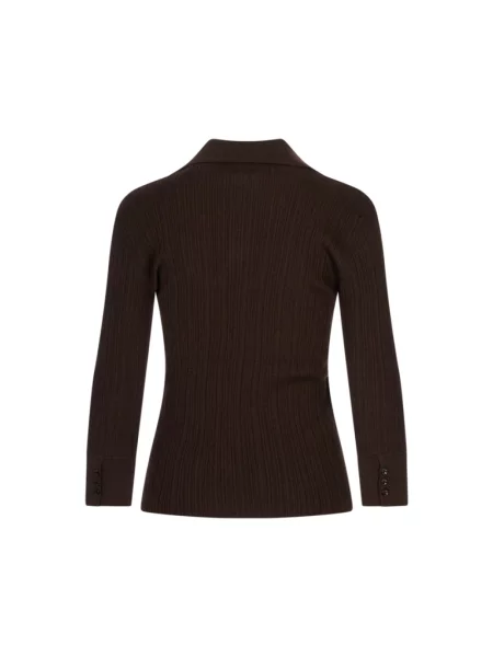 Sweter Agnona z dekoltem w serek brązowy