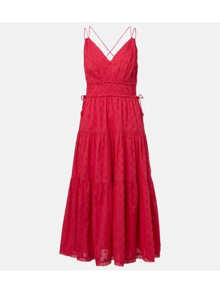 Pikčasta midi obleka Ulla Johnson roza