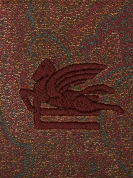 Žakárová peněženka Etro s potiskem s paisley potiskem hnědá