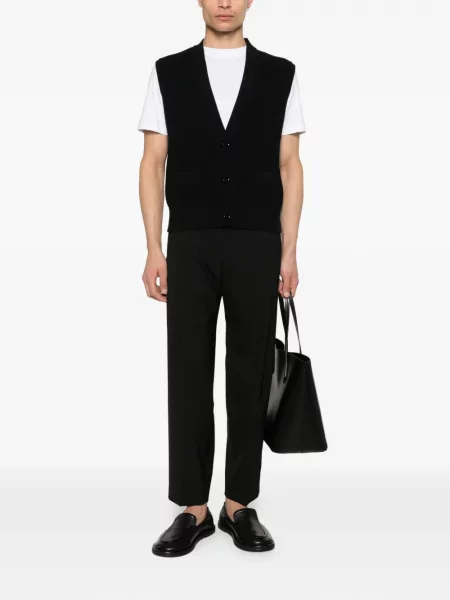 Cardigan Lardini fără mâneci cu decolteu în V negru