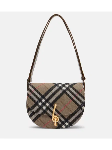 Mała torebka crossbody Burberry w kratkę brązowa