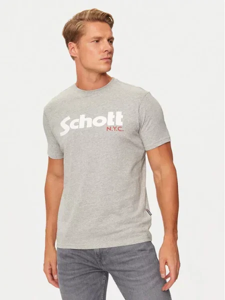 SCHOTT N.Y.C. T-shirt TSLOGO Siva Regular Fit bijela
