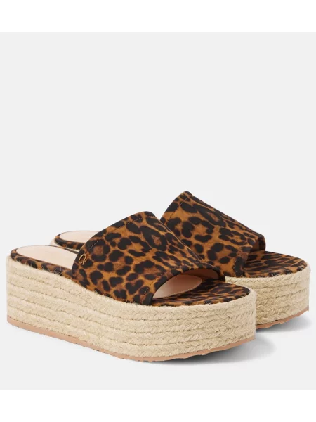 Espadrile Gianvito Rossi din piele de căprioară cu imagine cu model leopard