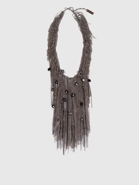 Ожерелье Peserico с бисером серое