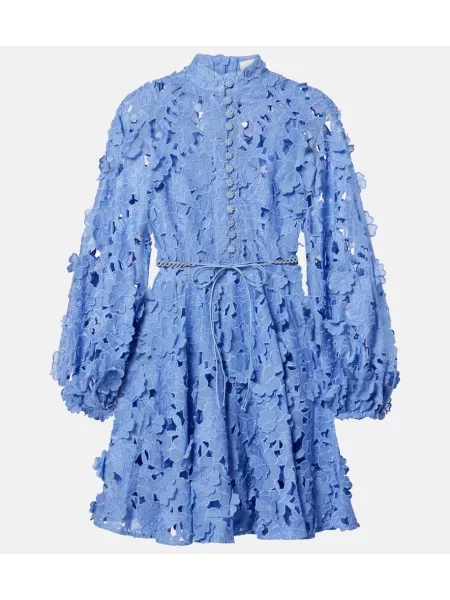 Рокля Zimmermann на цветя с дантела синьо