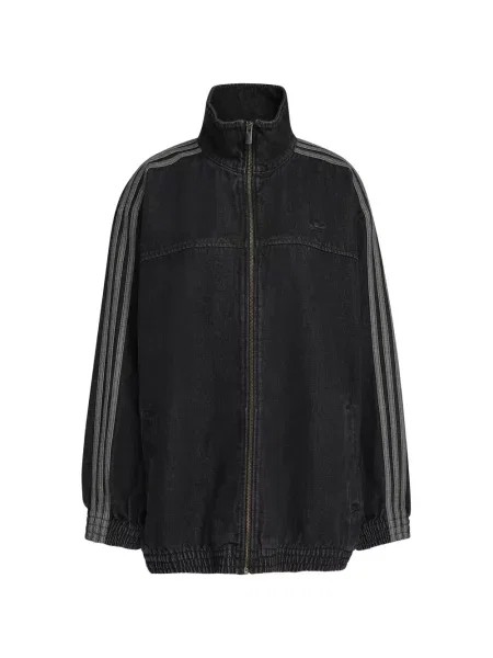 Sznurek ściągający kołnierzykowy podkoszulka Adidas w paski czarna