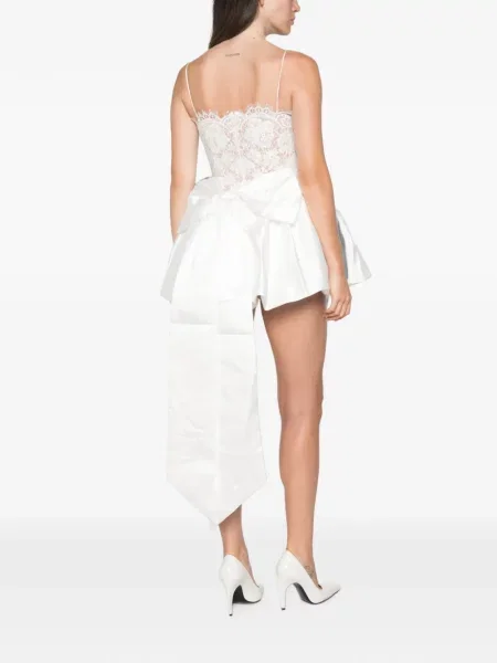 Rochie Self-portrait cu funde din dantelă alb