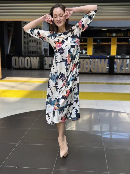 Сукня міді CAT ORANGE білий/синій віскоза/поліамід біла