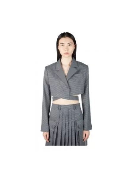 Marynarka Rokh w pepitkę o krotszym kroju szara