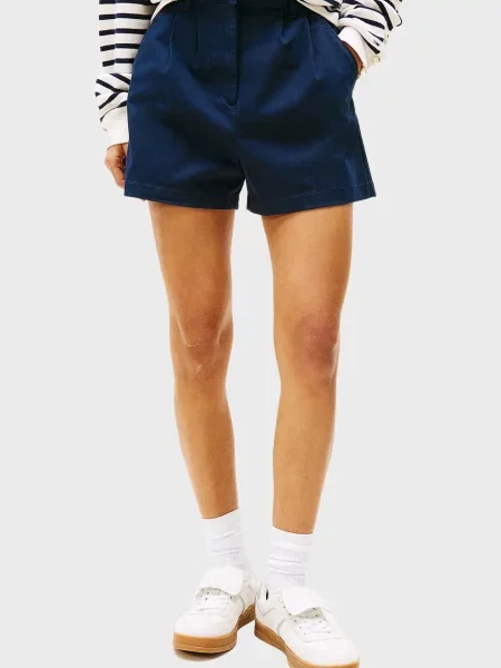 Плиссированные короткие джинсовые шорты Tommy Jeans синие