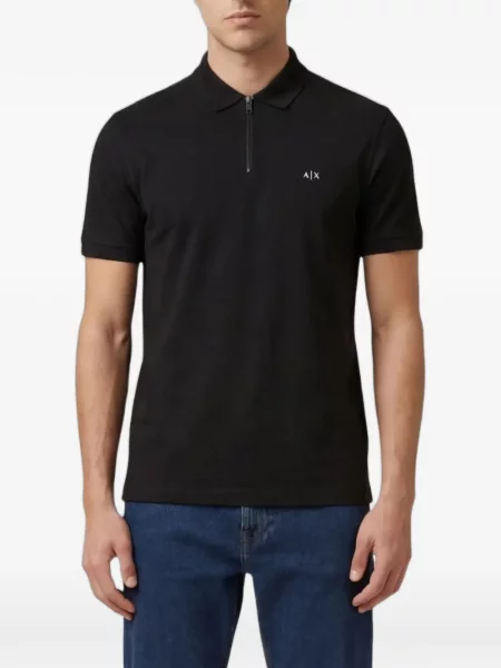 Поло тениска Emporio Armani с принт черно