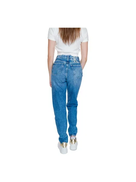 Jeansy Calvin Klein Jeans z wysoką talią retro niebieskie