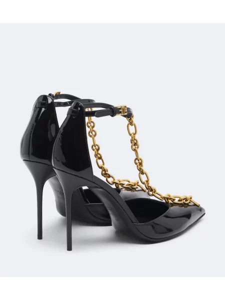 Colier Balmain din piele de lac negru