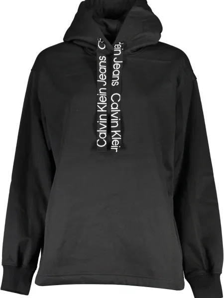 Hanorac cu glugă Calvin Klein Jeans negru