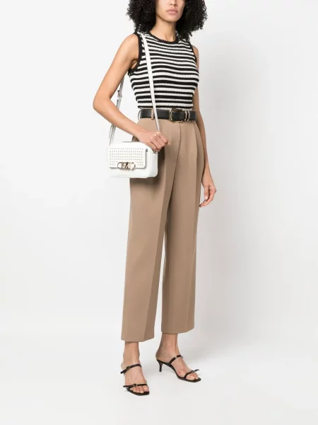 Кожена кожена чанта Michael Michael Kors кафяво