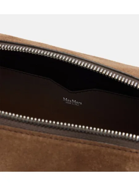 Geantă Max Mara din piele de căprioară maro