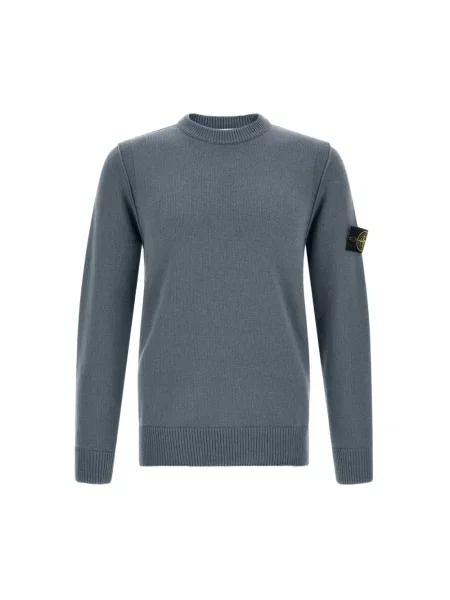 Sweter Stone Island wełniany z kamieniami niebieski