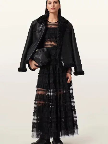 Кожаная куртка Allsaints черная