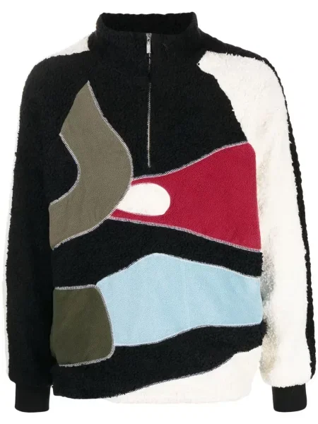 Geacă Bethany Williams din fleece de jumătate de fermoar negru