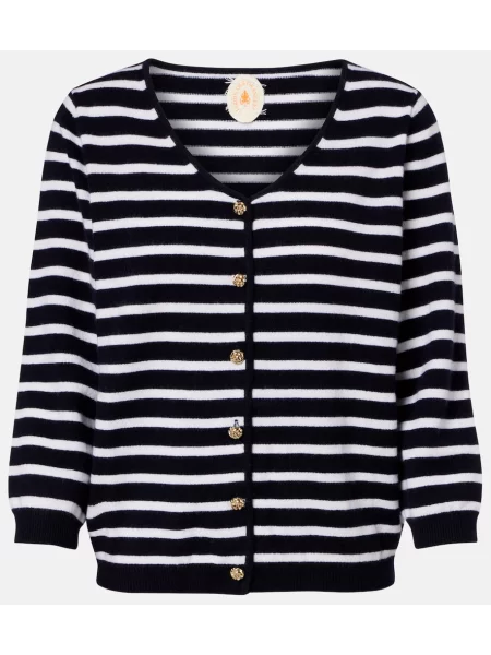 Cardigan Jardin Des Orangers din cașmir cu dungi albastru