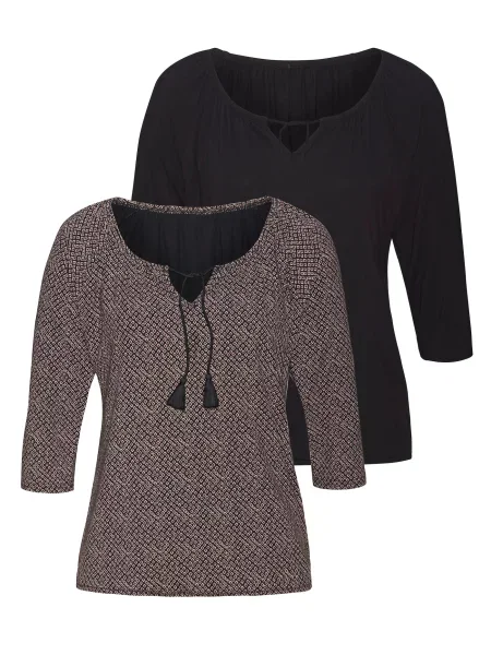 LASCANA Tricou maro negru