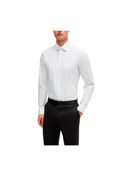 Boss Koszula Hank Slim Fit Z Wywiniętymi Mankietami weiss biała