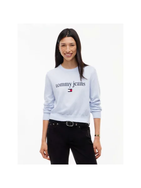 Mikina Tommy Jeans s autogramom modrá
