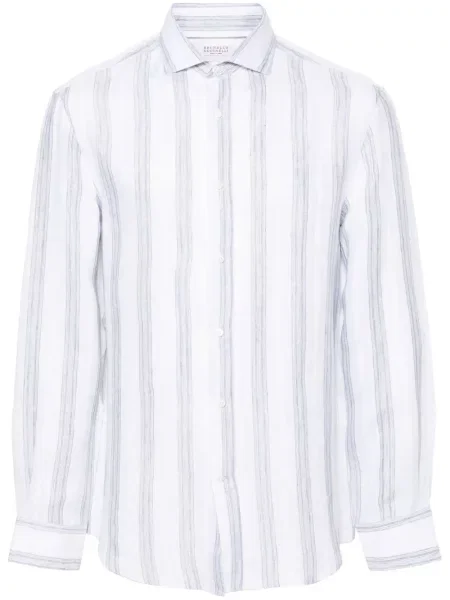 Lněná košile Brunello Cucinelli bílá