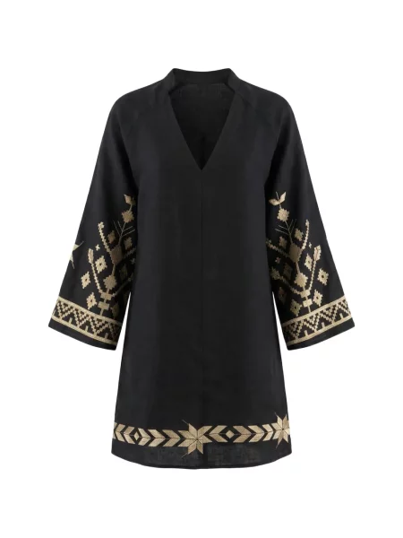 Rochie Greek Archaic Kori cu broderie de in negru