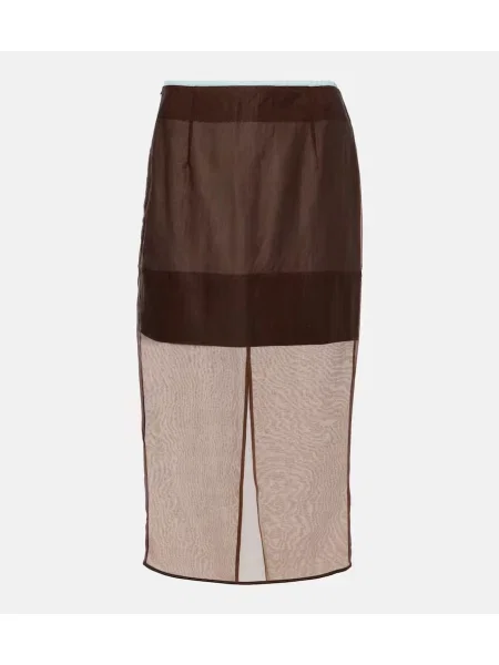 Spódnica midi Jacques Wei szyfonowa do kolan brązowa
