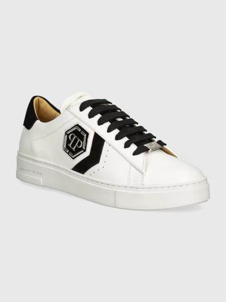 Кожени маратонки Philipp Plein Lo-Top Arrow Force бяло