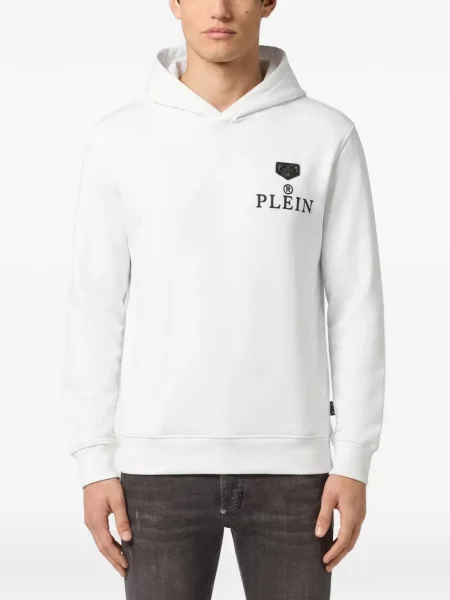 Hanorac cu glugă Philipp Plein alb