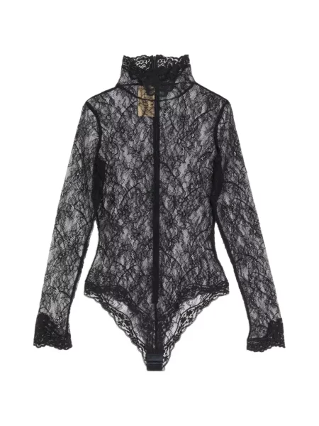 Body Valentino Garavani cu model floral din dantelă negru