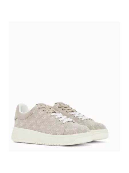 Sneakersy Emporio Armani zamszowe z nadrukiem szare