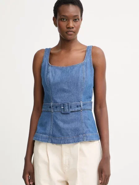 Tommy Hilfiger bluză cu bretele pentru femei din denim albastru