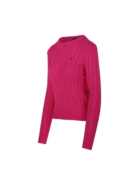 Polo Ralph Lauren Swetry Kobieta L Braided Cotton Sweater różowy