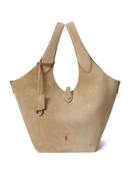 Polo Ralph Lauren geantă de mână din piele întoarsă maro