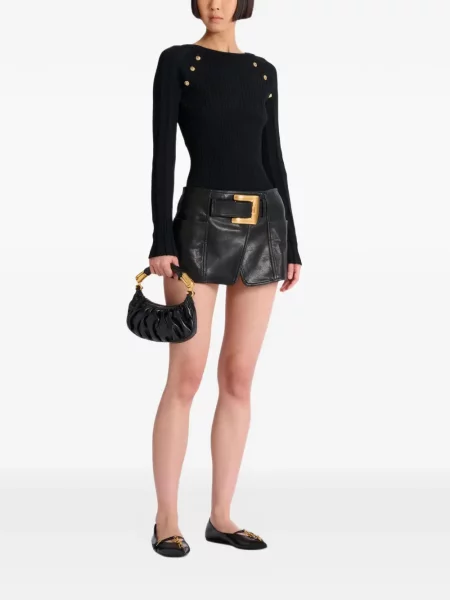 Fustă din piele Balmain negru
