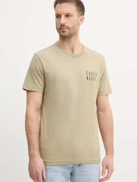 Calvin Klein Jeans t-shirt z nadrukiem beżowy
