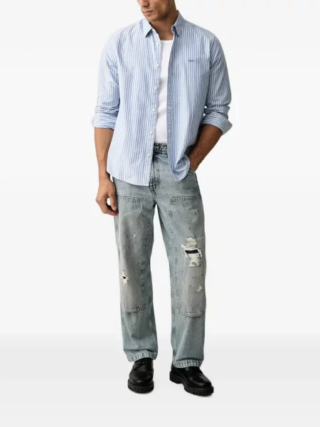Pantaloni scurți din denim Levi's® din dantelă zdrențuiți cu talie înaltă albastru