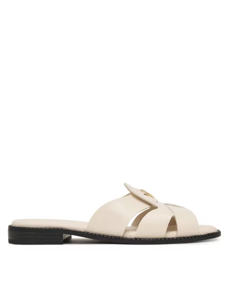 Šľapky Tommy Hilfiger Leather Crest Square Toe Sandals Krémová
