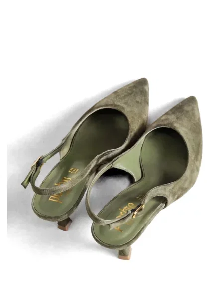 Pantofi cu toc Poche Paris slingback verde