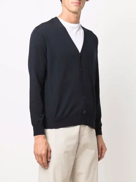 Cardigan Canali tricotate cu decolteu în V albastru