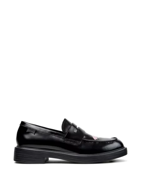 Pantofi loafer Camper din piele cu model floral cu imagine negru