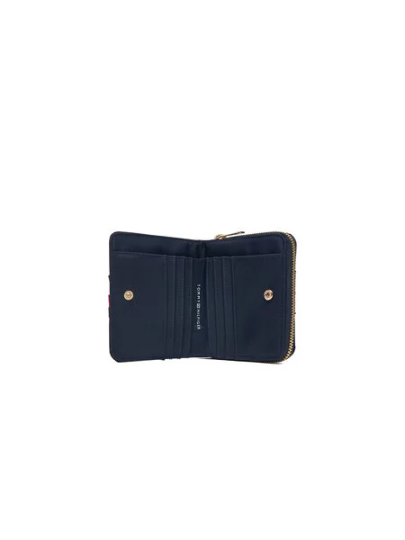 Tommy Hilfiger Pénztárca Th Icon Med Za W/Flap Corp Sötétkék fehér
