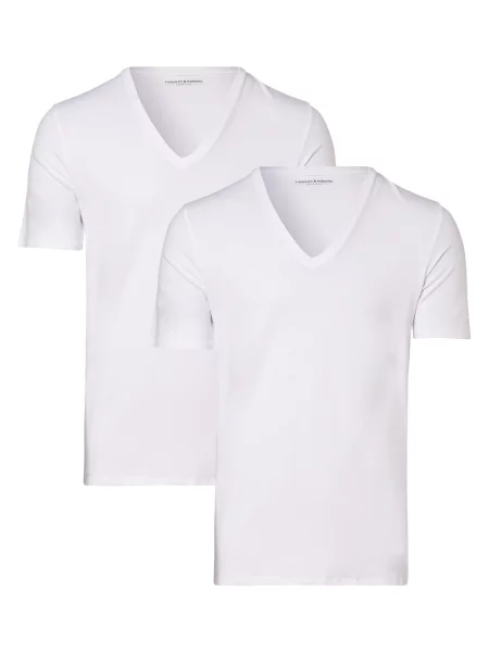 Finshley & Harding T-shirty pakowane po 2 szt. Mężczyźni jednolity M biały